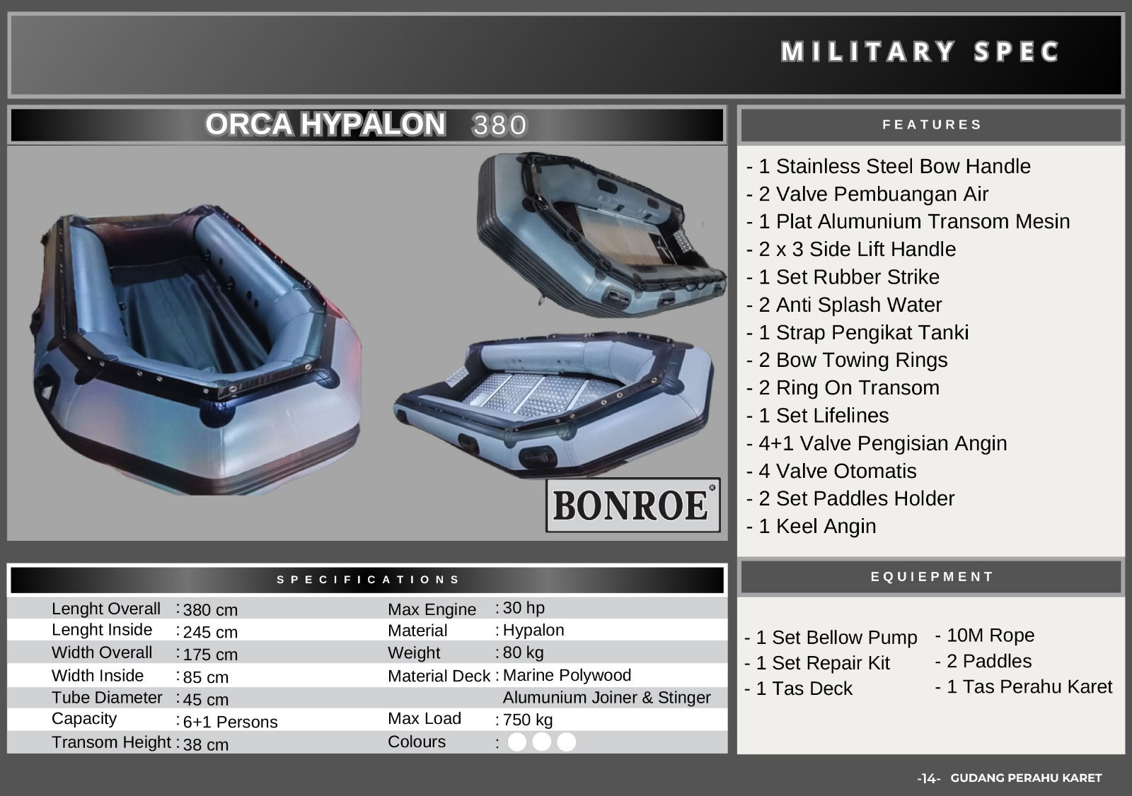 Perahu Karet Hypalon 380